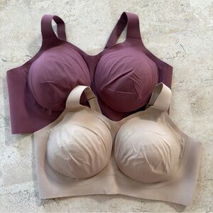 Evelyn & Bobbie Beyond Bra Bundle 2XL Wireless Comfort Nude and Mauve